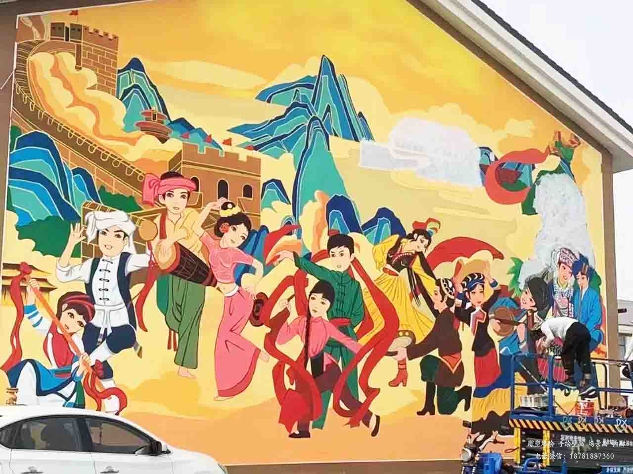 室外振新美麗鄉村國風壁畫墻繪彩繪涂鴉成都瀾泉文化