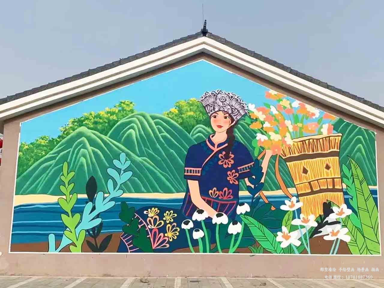 室外振新美麗鄉村國風壁畫墻繪彩繪涂鴉成都瀾泉文化