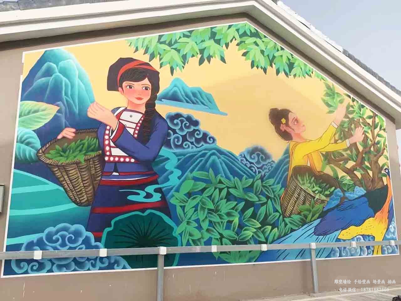 振新美麗鄉村國風壁畫墻繪彩繪涂鴉成都瀾泉文化