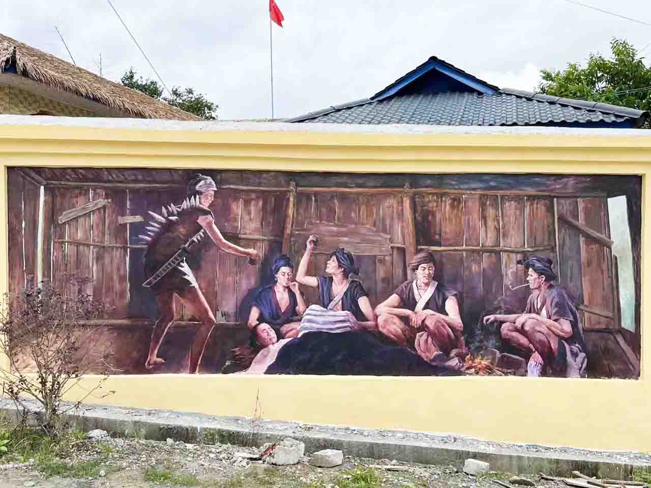 景區鄉村寫實木房子開會治療少數民族人物風景墻繪壁畫彩繪涂鴉手繪成都瀾泉文化