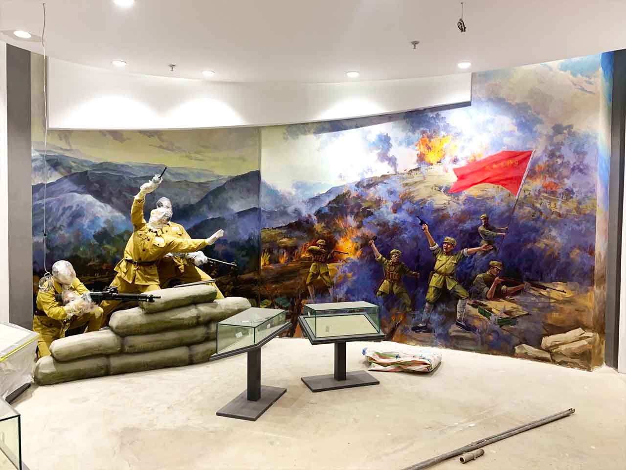 博物館紀念館展廳紅軍沖鋒場景還原畫墻繪壁畫彩繪涂鴉手繪成都瀾泉文化