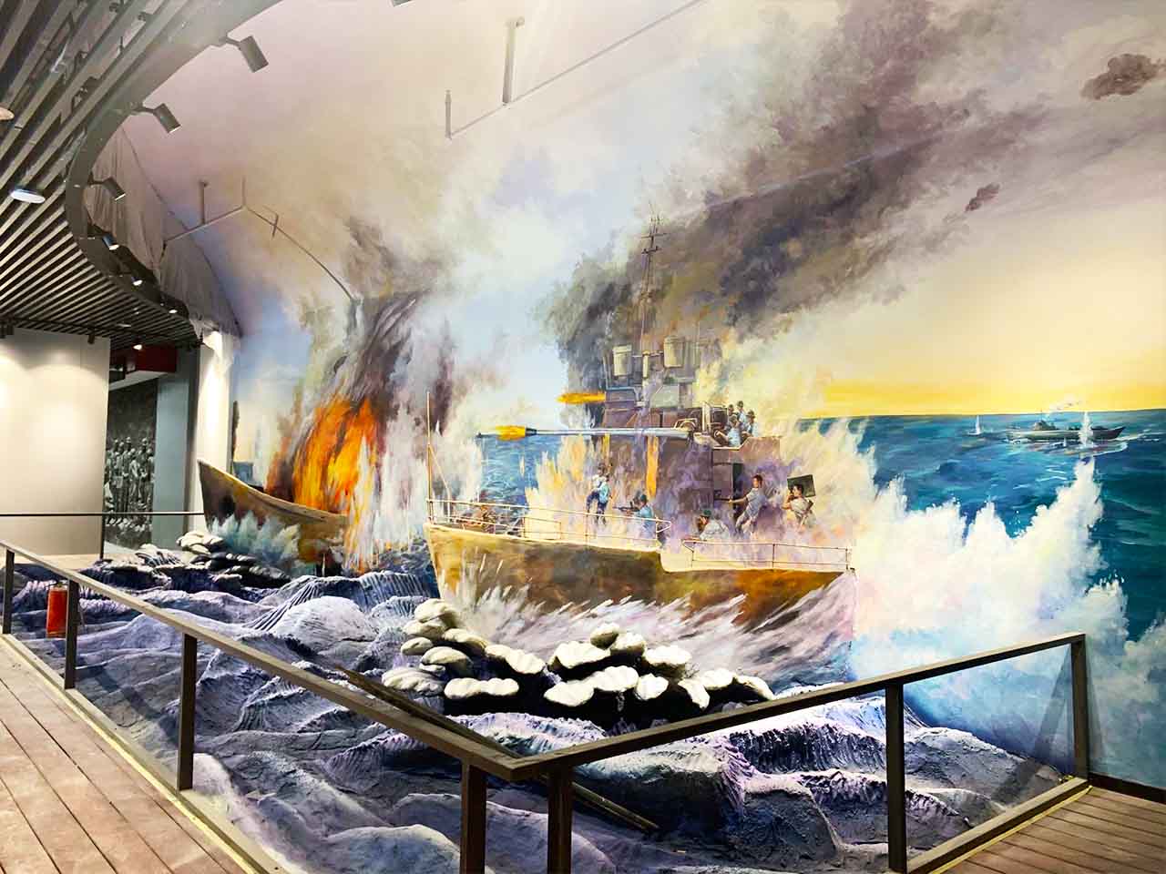 博物館紀念館展廳紅軍海戰場景還原畫墻繪壁畫彩繪涂鴉手繪成都瀾泉文化