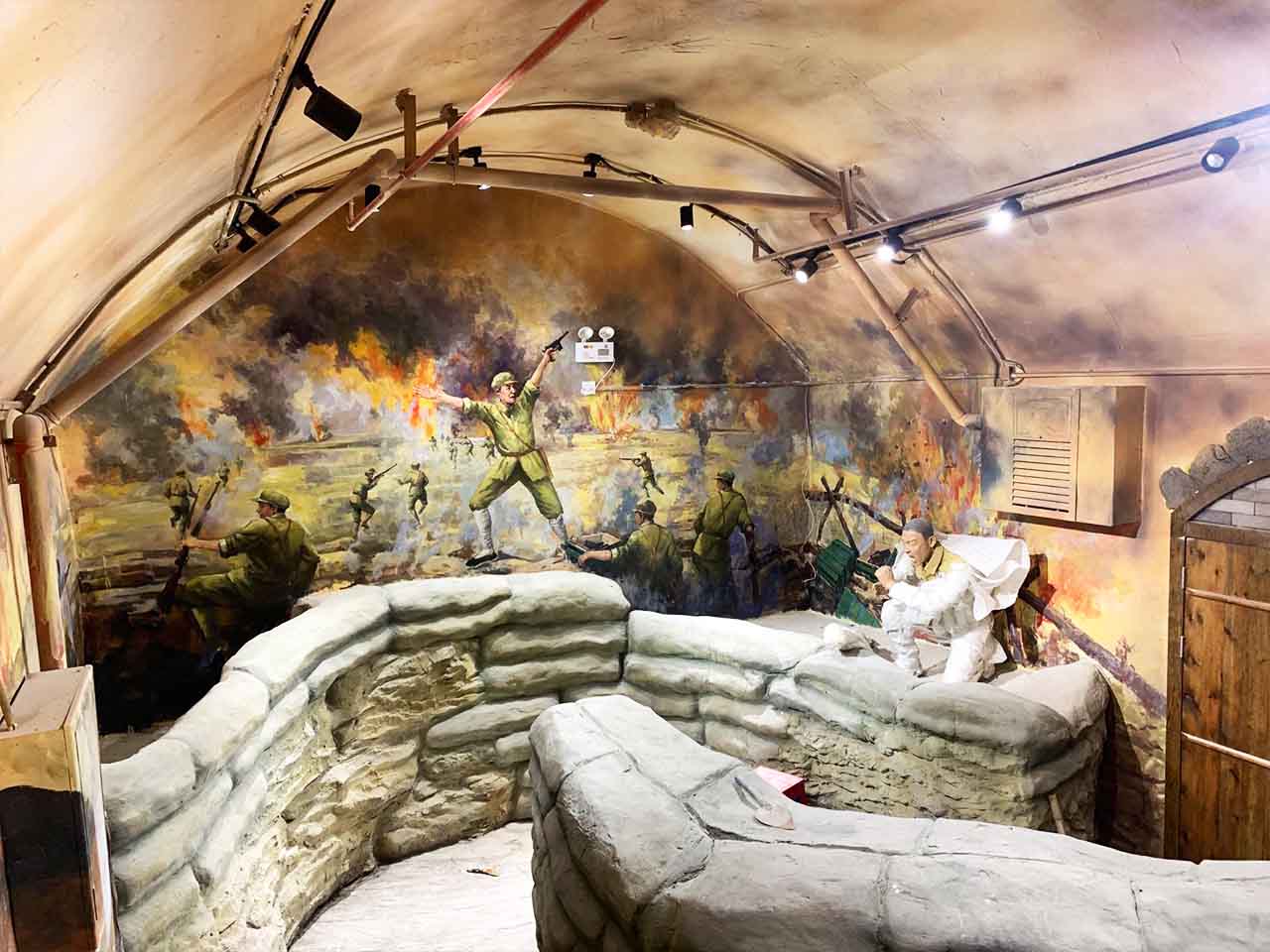 博物館紀念館展廳紅軍沖鋒戰場場景還原畫墻繪壁畫彩繪涂鴉手繪成都瀾泉文化