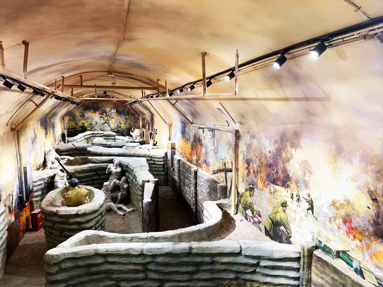 博物館紀念館展廳紅軍沖鋒戰壕場景還原畫墻繪壁畫彩繪涂鴉手繪成都瀾泉文化