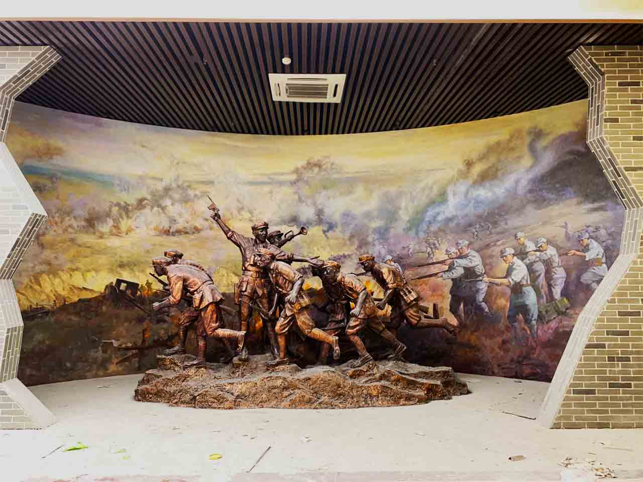 博物館紀念館展廳紅軍沖鋒戰爭場景還原畫墻繪壁畫彩繪涂鴉手繪示意圖