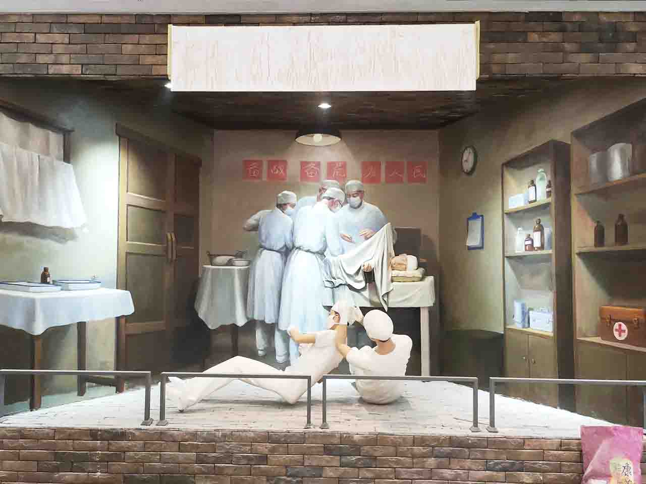 博物館紀念館展廳戰場手術室場景還原畫墻繪壁畫彩繪涂鴉手繪示意圖