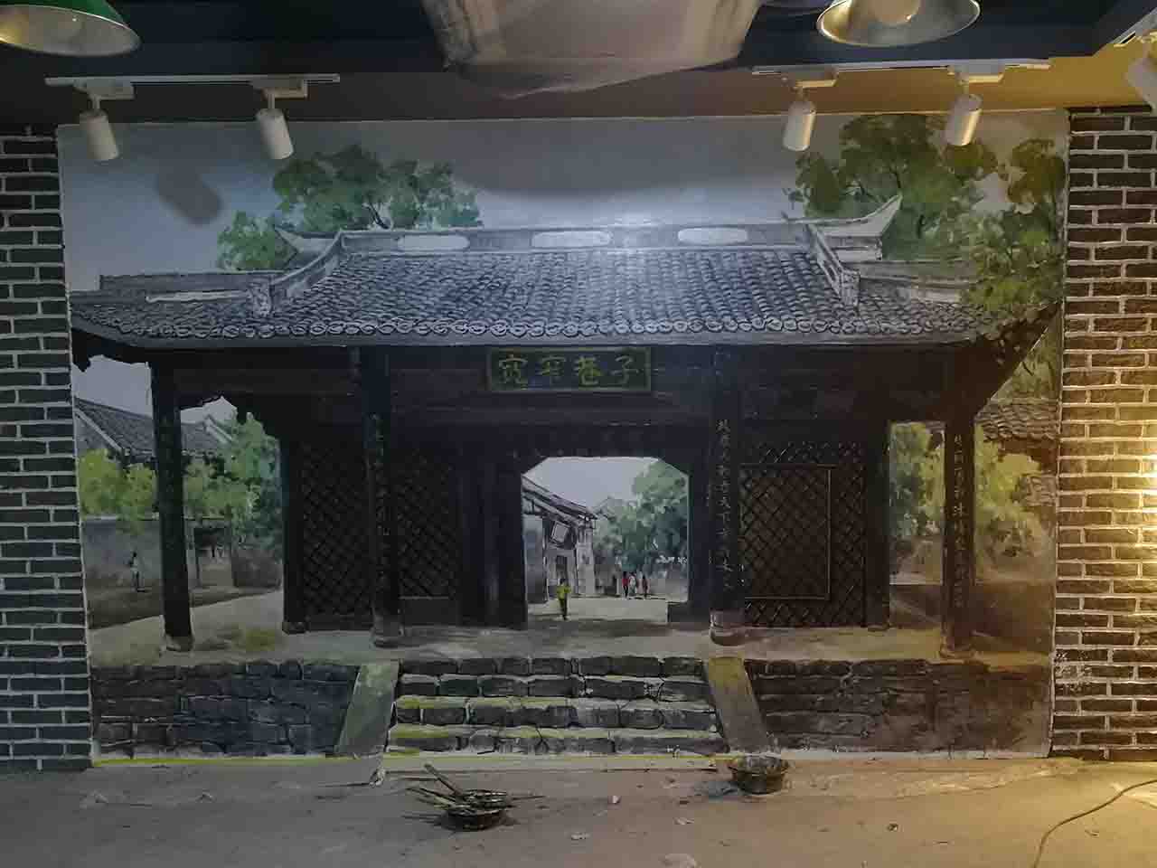 餐飲超寫實建筑物墻繪壁畫彩繪涂鴉手繪示意圖