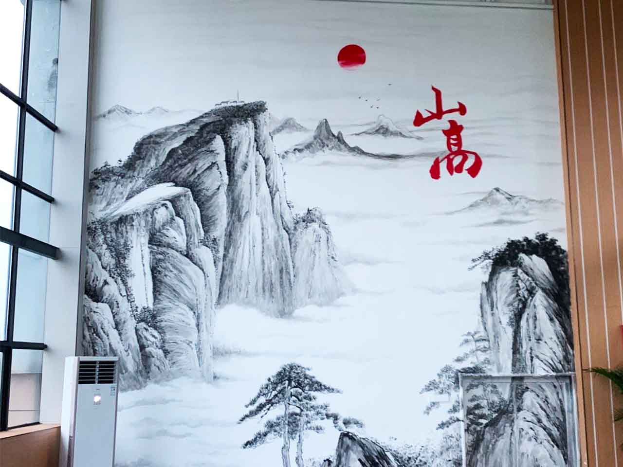 美麗鄉村社區振新鄉村文化墻酒店銀行售樓部別墅國畫墻繪壁畫彩繪涂鴉手繪示意圖