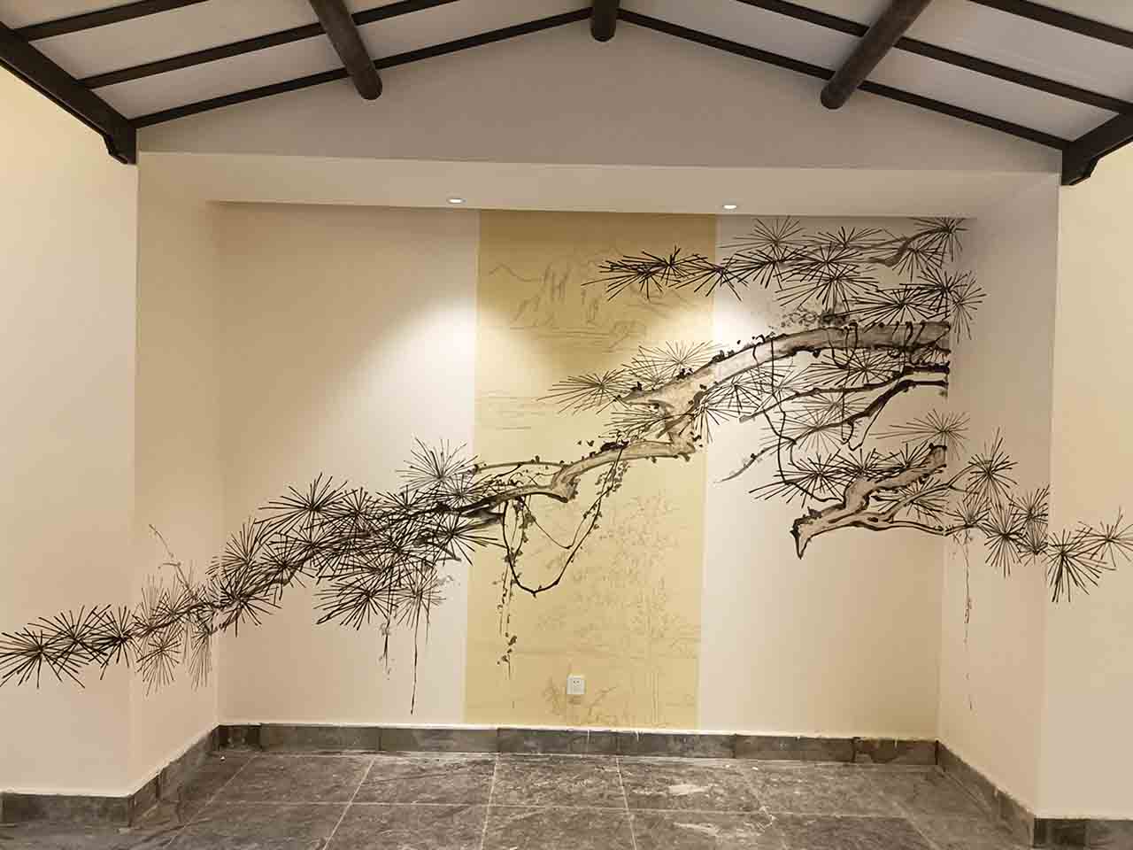 家裝工裝壁畫彩繪手繪墻設計施工保養示意圖